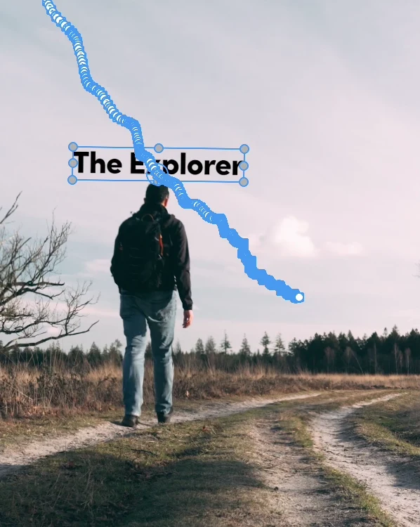The tracked mask path applied as Position keyframes to the text